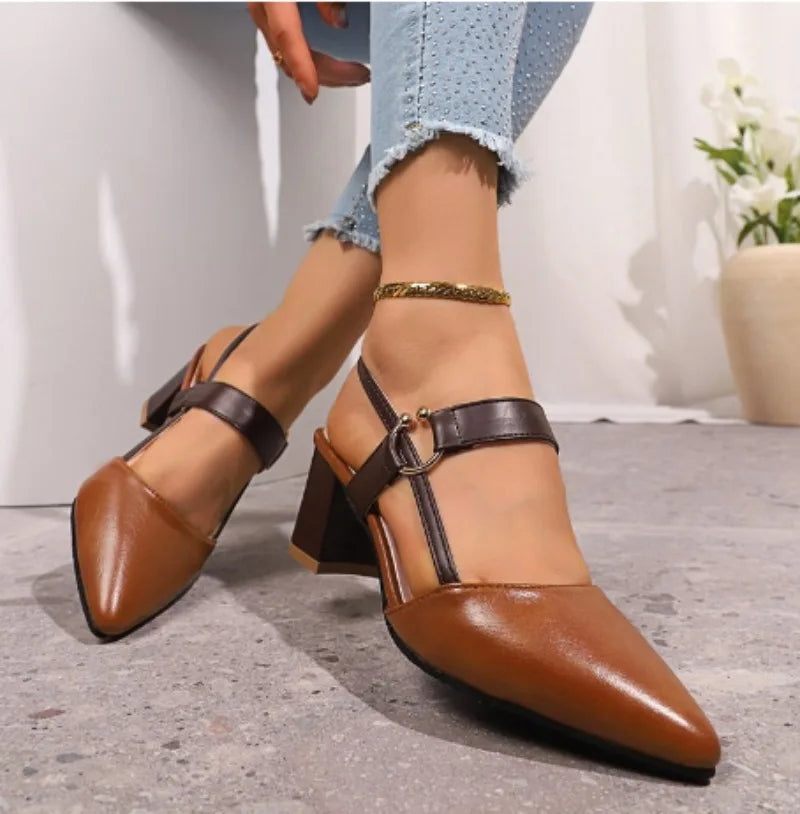 Women's Shoes Trend 2025 Shoe Genuine  Medium Heel Block Heels Mirror Luxury Designer Chunky Sandals Ladies Sexy Sandal