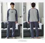 Fashion Lounge Pajamas Sets Men's Spring New Long-sleeved Tops with Trousers Cotton Homewear Comfort Simple Sleepwear Two Pieces