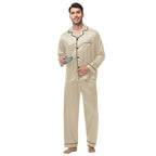 Men Pajamas Set Silk Satin Sleepwear