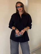 Women Black Shirts for Women Female Fashion Long Sleeve Blouses Women's Casual Shirt