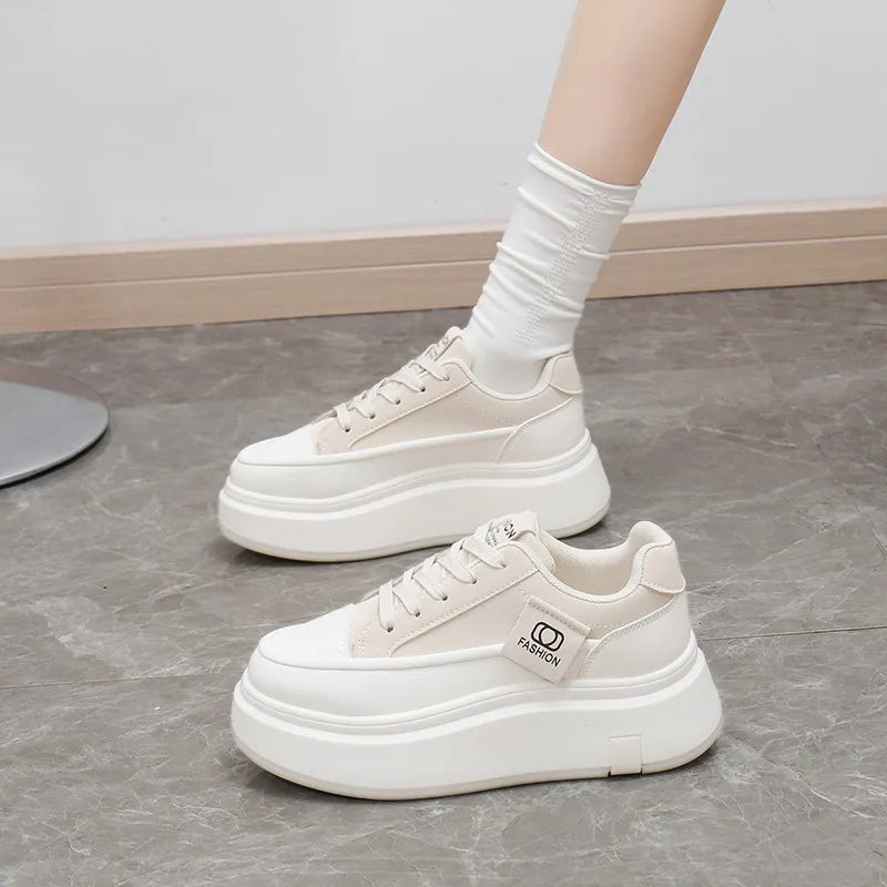 Shoes for Women Autumn Trend New Woman Flats Shoes Chunky Lace-up Soft-sole Casual Sneakers Female Vulcanized Shoe Walking Shoe