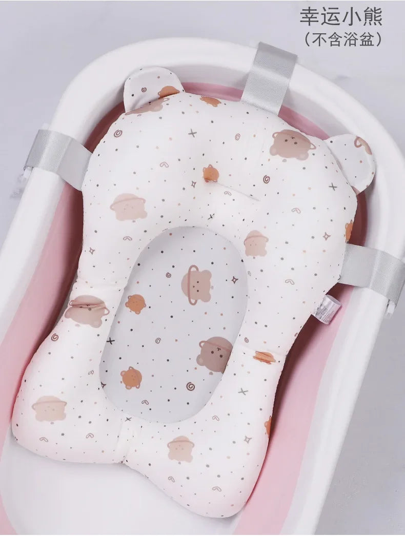 Baby Shower Bath Tub Pad Non-Slip Newborn Bathtub Mat Safety Nursing Foldable Support Comfort Body Cushion Mat Pillow Cartoon