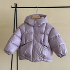 Children's Jacket Girl Thickened Cotton Padded Hooded Puffer Coat 4-8Y Boys Girls Warm Winter Clothes for Kids Shiny Outerwear