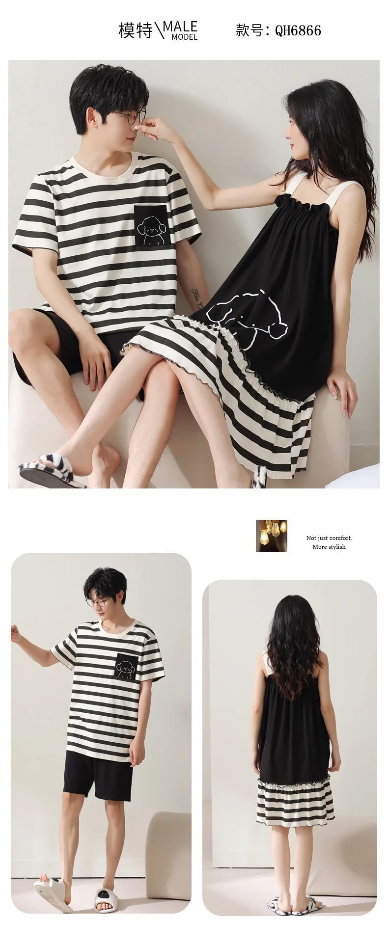 Summer Pyjamas Men Knited Cotton Pajamas Set Korean Sweet Pijamas Ladies Sexy Sleepwear Home Clothing For Youth Boy Girl