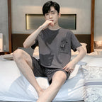 Men Pajamas Short Sleeve Shorts