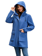 Waterproof Autumn Women's Mountaineering Coat Solid Big Pockets Hooded Loosse Female's Jacket Windproof Thermal outwear For Lady