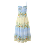 YENKYE Sexy Spaghetti Straps Floral Print Boho Dresses Women Elegant A-line Midi Summer Vacation Dress 2026 Robe