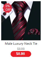 Male Luxury Neck Tie For Men Business Red Striped Silk Tie Hanky Cufflinks Set Barry.Wang Fashion Neckwear Wedding Party Casual