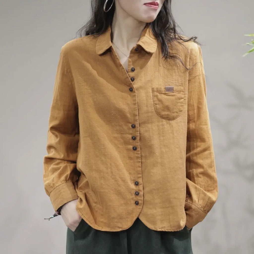 Women's Shirt Spring and Autumn Casual Literary Retro Cotton Fashion Versatile Fashionable Top