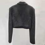 WTHT New Trendy Women's Heavy Industry Diamonds Slim Blazer 2025 Autumn Fashion Lapel Long Sleeves Jacket Female 1LS2291