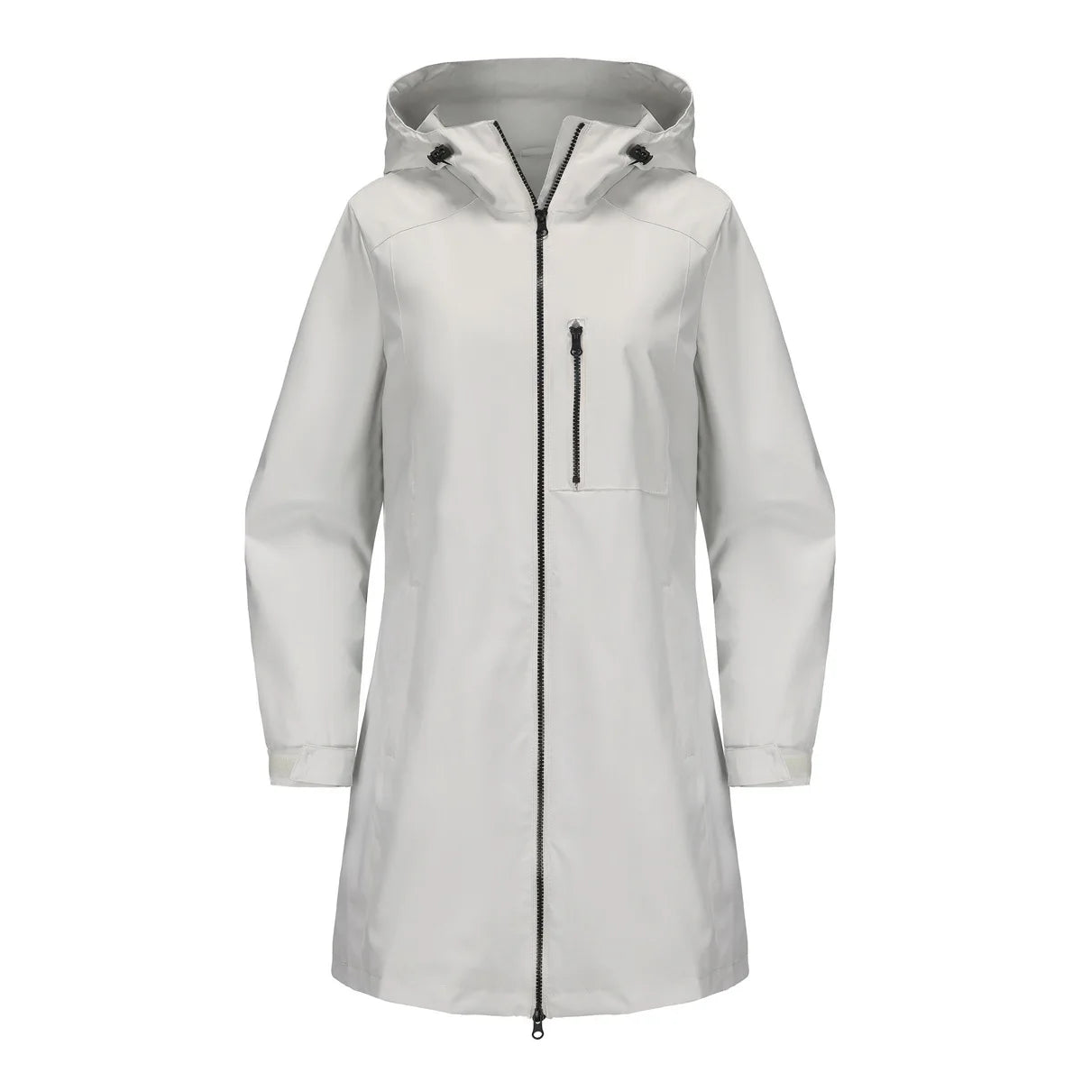 Women's Water-Repellent Hooded Windbreaker Casual Loose Solid Long Sleeve Outdoor Sports Trench Coat Spring Autumn Jacket