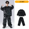 Boys K-pop Fashion Leather Jacket Street Dance Cargo Pants Girl Hip Hop Streetwear Kids Children Jazz Shiny Costume Clothes Sets