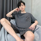 Men Pajamas Short Sleeve Shorts