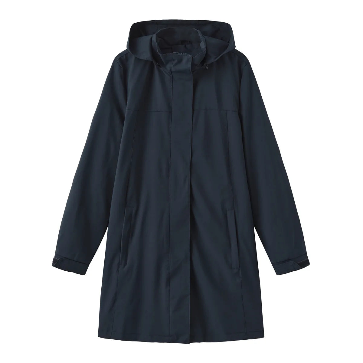 Spring Autumn Women's Solid Color Long Sleeve Lightweight Trench Coat with Detachable Hood Water-Repellent Windbreaker