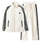 Men's Pajamas made of coral fleece, Plus Size 8XL, spliced, square collar, long sleeves, long pants, warm Sleepwear Set