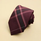 Cotton Plaid Ties For Men Women Casual Wine Red Stripe Necktie For Wedding Party Boys Girls SuitsTie Skinny  Necktie Gravatas