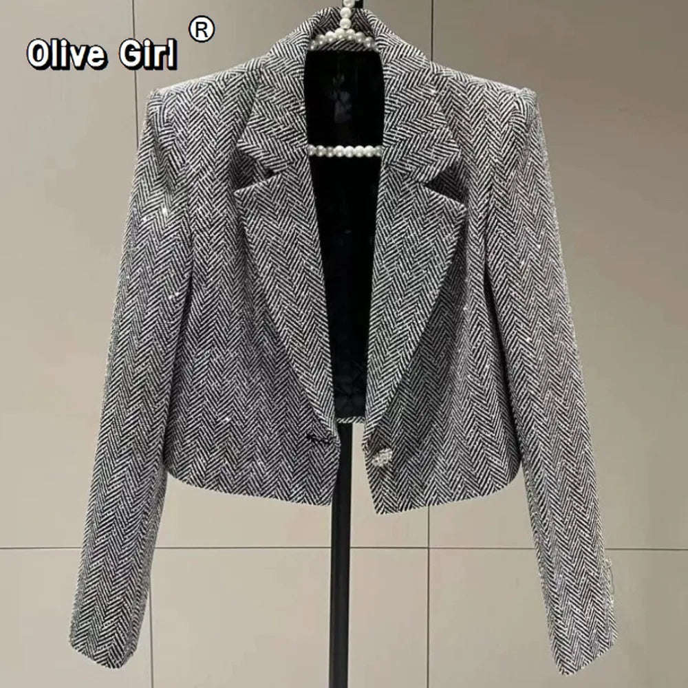 French Jacket Luxury High-end Bling Bling Coat Short Style Fragrant 2026 Spring Autumn Fashionable Long Sleeved Temperament Top