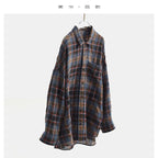 High-Quality Custom-Made Fabrics, Very Limited Quantity ~ Women's Plaid Long-Sleeve Shirt with Polo Collar, Casual Slim-Fit Loose Top, New Autumn 2025 Model