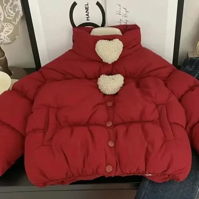Girls' Short Puffer Coat - Quilted Stand Collar Jacket Korean Style, Winter Warm Outerwear for Kids Baby Girl Winter Clothes