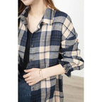 Women's Shirt Long Sleeve Buttons Plaid Casual Korean Fashion Loose Office Lady Simplicity Elegant Intellectual Generous Sven