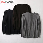 Men Sweater 85% Mulberry Silk 15% Cashmere Solid Colors Crew Neck everyday Long Sleeve Pullover Warm Top Shirt L XL XXL LY047