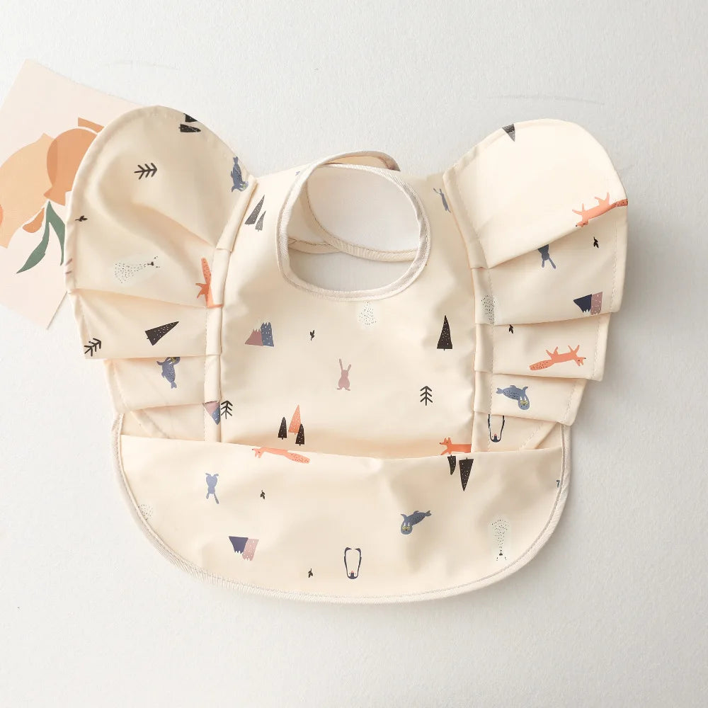 Baby Bibs INS Nordic Style Angel Feed Pocket Burp Girl Boy Infant Meals Bib Waterproof Easy Clean Cute Elephant Bibs Soft PU