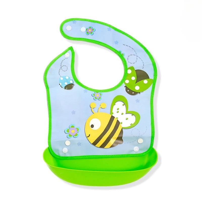 Baby Bib Waterproof Cartoon Newborn Feeding Soft Edible Aprons Baby Adjustable Burp Scarf