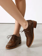 2025 Women Shoes Spring New Fashion Round Toe Lace Up Retro Single Shoe for Office Party Walk Thick Low Heeled big Size 48 775-1
