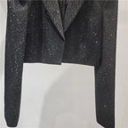 WTHT New Trendy Women's Heavy Industry Diamonds Slim Blazer 2025 Autumn Fashion Lapel Long Sleeves Jacket Female 1LS2291