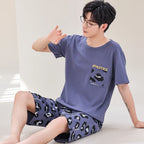Men Pajamas Short Sleeve Shorts