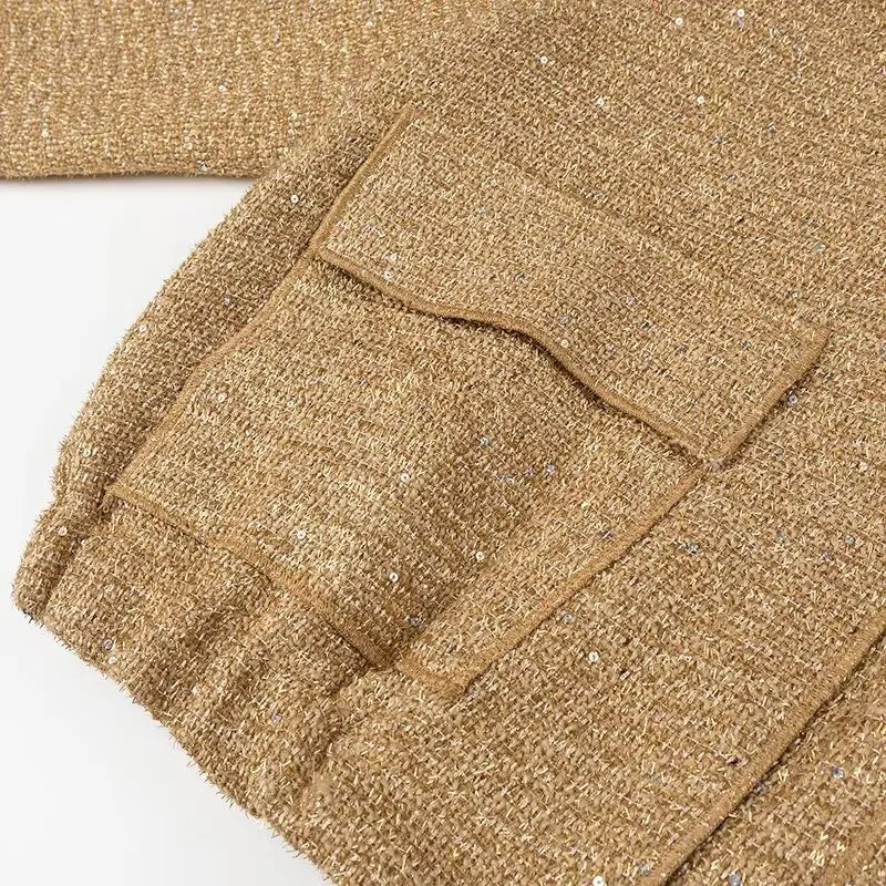 Female Clothing Women's Jacket New Outerwear 2025 Autumn Women's New Style Sequined Small Stand-up Collar Jacket Women Fur Coat