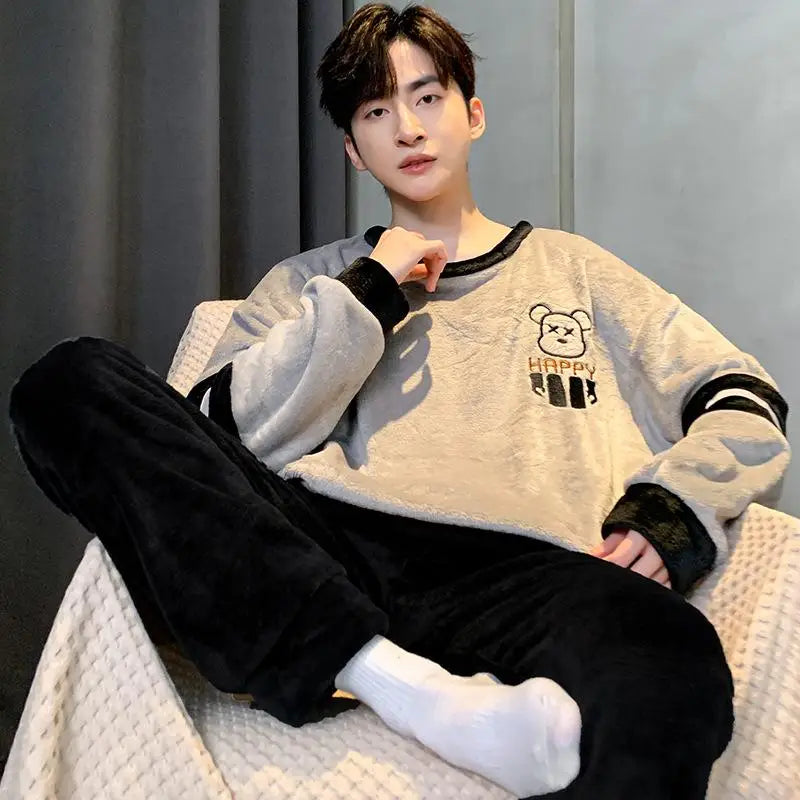 Men's Winter Pajamas Men's Sports Suit Homewear Pajamas Youth Clothes Y2K Casual Wear Full Man Tracksuit Workout Set Bathrobe