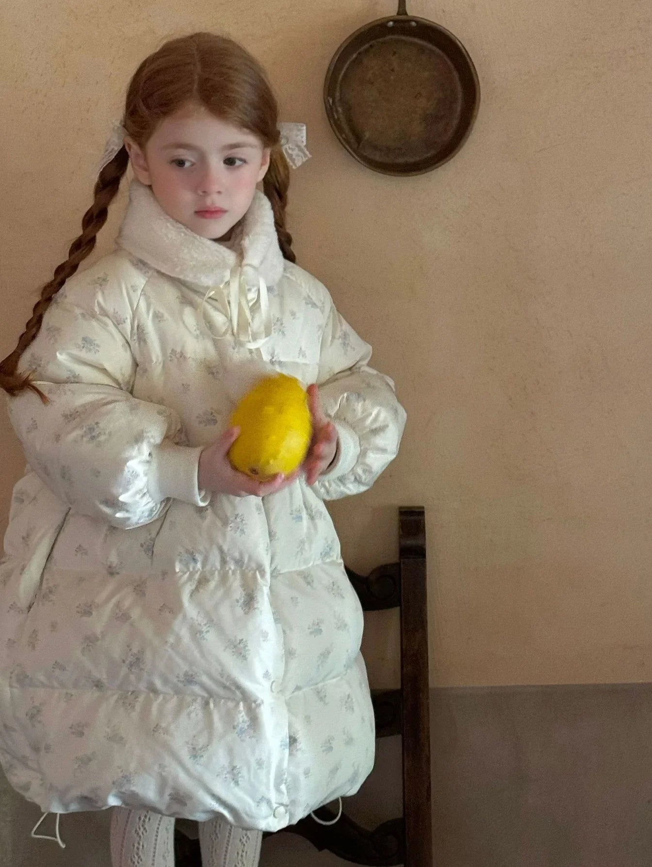 2025 Winter New Down Coat Korean Fashion Princess Floral Print Warm Cotton-padded Outerwear Kids Casual Sweetheart Parkas