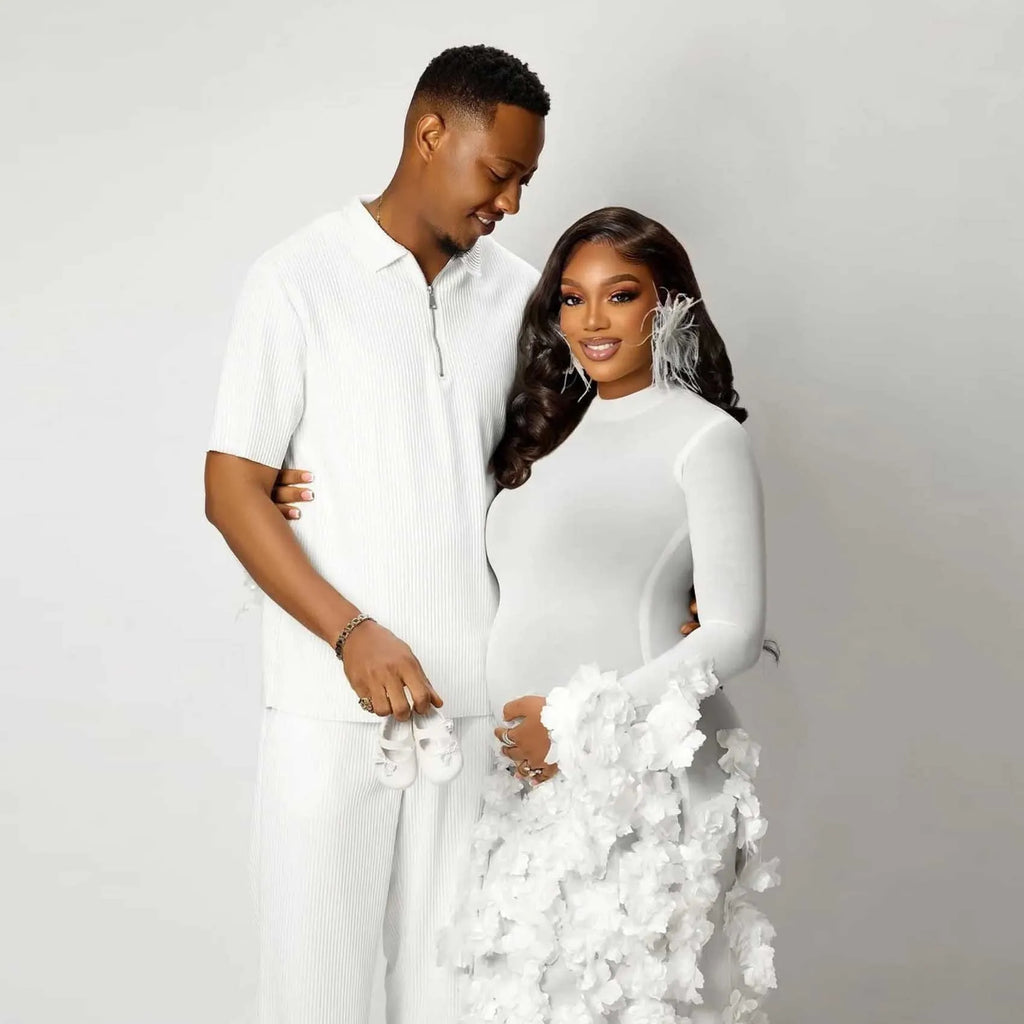 Fancy Blossom Maternity Dress Photoshoot Stretch Hand Flowers Chic Baby Shower Dresses for Pregnant Woman 임산부 원피스 Custom
