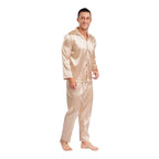 Mens Satin Pajamas Set Two Pieces Sleepwear