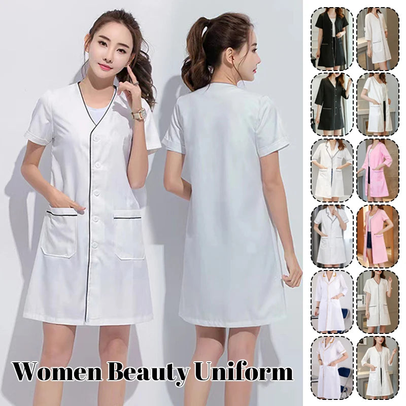 Beauty Salon Beautician Overalls Hairdressing Spa Massage Therapist Health Work Uniform Nail Salon Long / Short Sleeves Coats