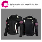 Woman Lady Girl Motorcycle Jacket Summer Breathable Motorbike Armor Coat with 5pcs Protective Pads and Waterproof Liner JK-52