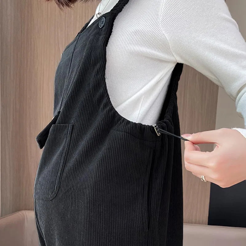Pregnant Maternity Casual Corduroy Trousers Suspender Overalls Bib Trouser Autumn and Winter Maternity Clothing Pants Jumpsuit
