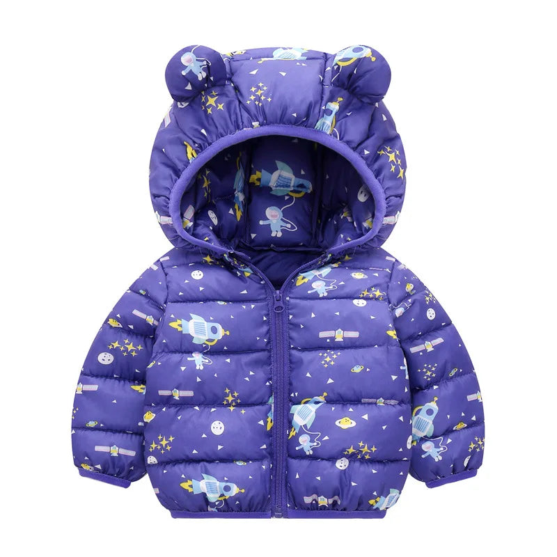 Baby Girls Hooded Down Jackets For Kids Coats Autumn Boys Cartoon Warm Jacket Coat Jacket Toddler Girl Zipper Jacket Outerwear