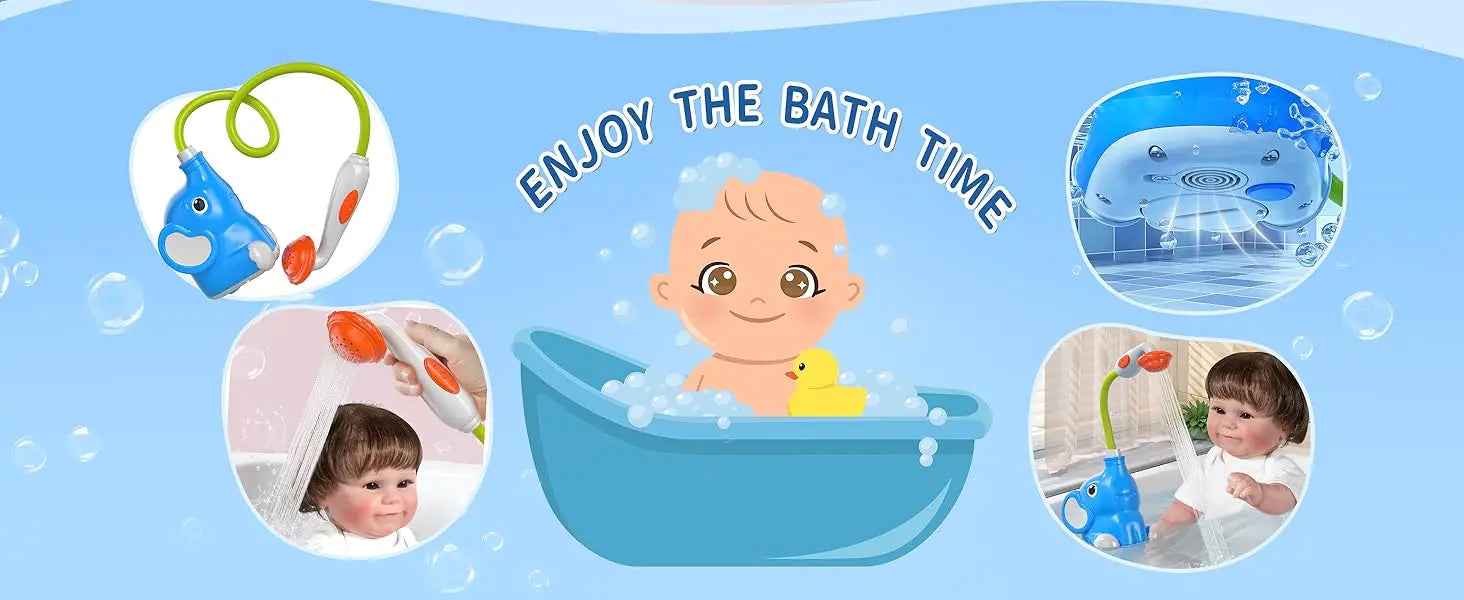 Baby Bath Shower Head Toys for Kids Ages 2-4, Bath Toys for Infants with Elephant Water Pump for Kids 3-5, Kids Bath Toys