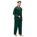 Men Pajamas Set Silk Satin Sleepwear