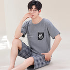 Men Pajamas Short Sleeve Shorts