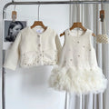 Girls Clothing Sets Winter Kids Girl Sweet Faux Fur Coat and Dress 2pcs Clothes Suit Children Girl Princess Warm Clothes 3 5 8