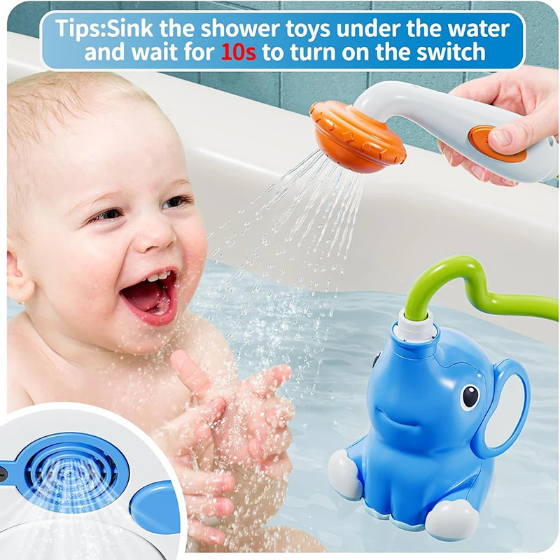 Baby Bath Shower Head Toys for Kids Ages 2-4, Bath Toys for Infants with Elephant Water Pump for Kids 3-5, Kids Bath Toys