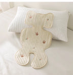 Baby Stroller Seat Cushion Pad Bear Bunny Embroidery All Seasons Cotton Breathable Cart Mattress Infant Newborn Pram Accessories