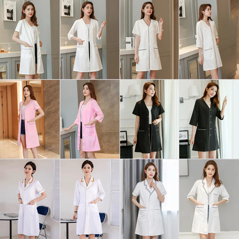 Beauty Salon Beautician Overalls Hairdressing Spa Massage Therapist Health Work Uniform Nail Salon Long / Short Sleeves Coats