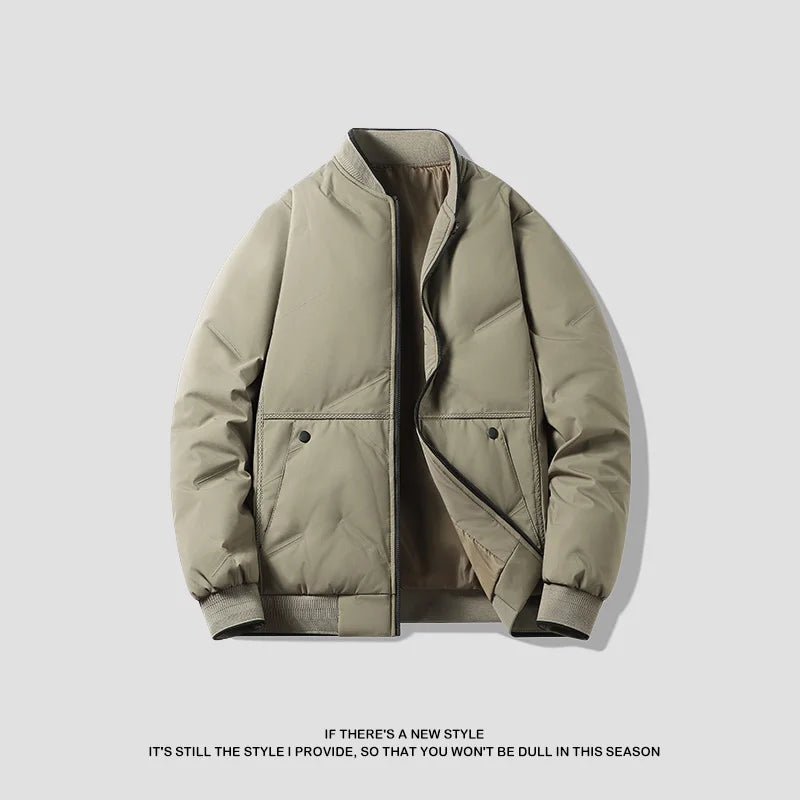 Men's Jacket  Autumn Winter sual Coat Thickened Warm Comfortable Breathable CaOutdoor Solid Color Windproof Zippered Jacket