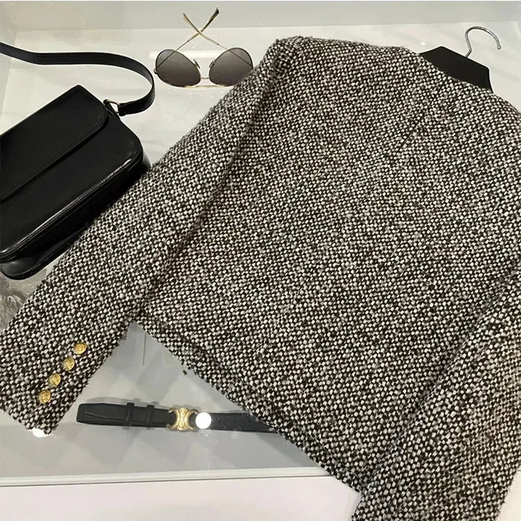 Coat Women Winter Jacket New Autumn and Winter Korean Women's Single-breasted High-quality Chic Tweed Retro Top Coat Women 2024