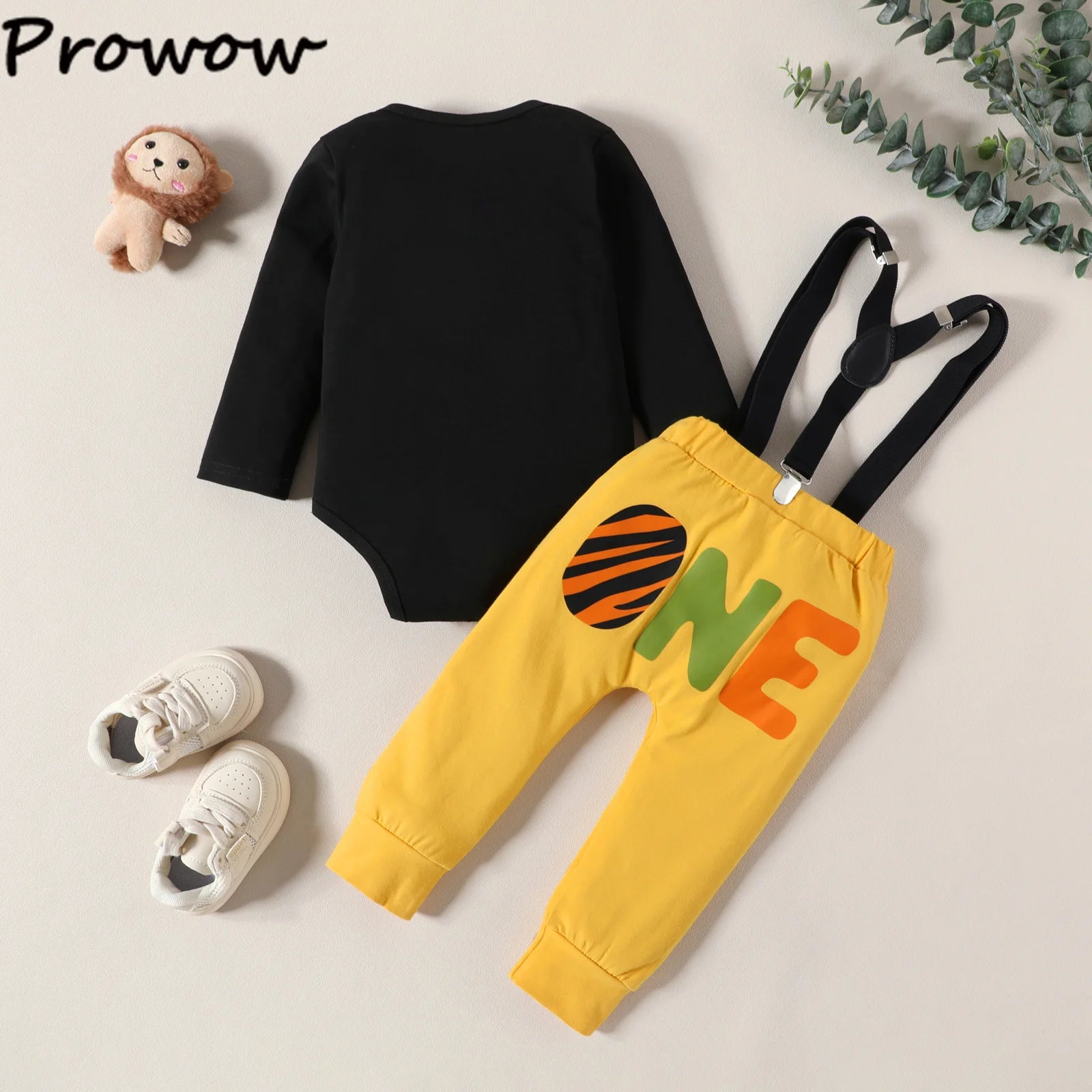 Baby Boys Birthday Outfits Sets Balloon Letter"1" Bodysuit and Y-back Suspender Shorts 1 Year Birthday Baby Cake Smash Clothes
