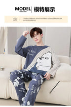 Men's Pajamas Spring Autumn 100% Cotton Youth Pajamas Student Suits Fashionable Sweet Cartoon Home Clothes For Men